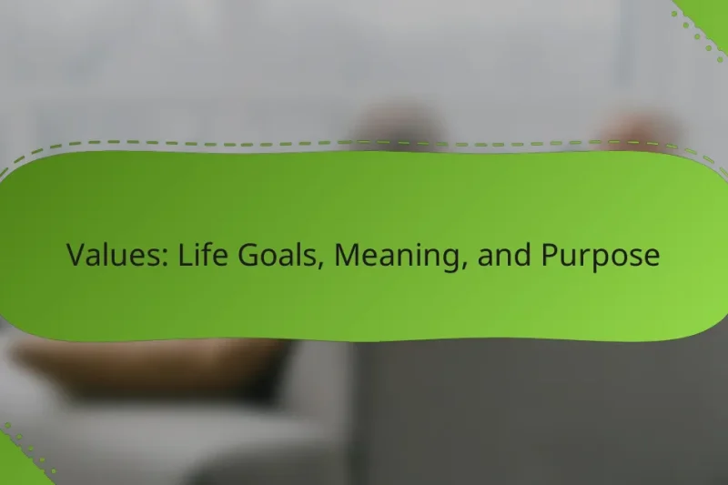 Values: Life Goals, Meaning, and Purpose