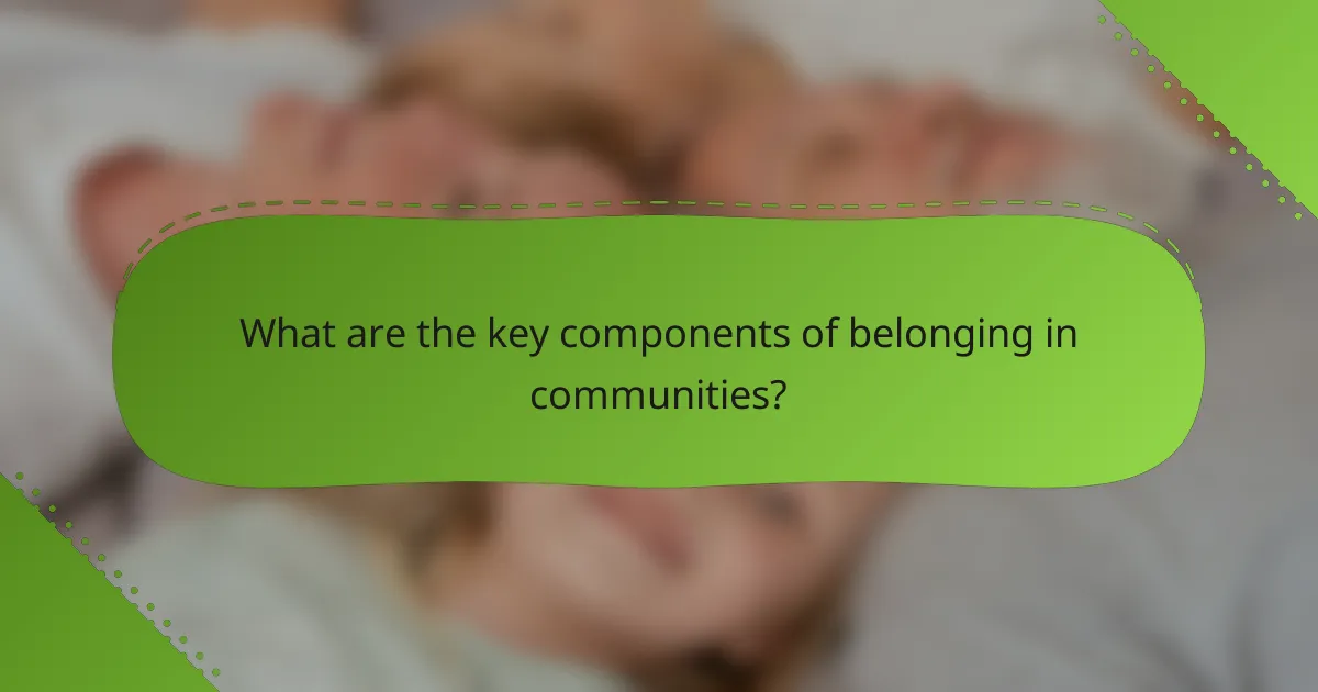 What are the key components of belonging in communities?