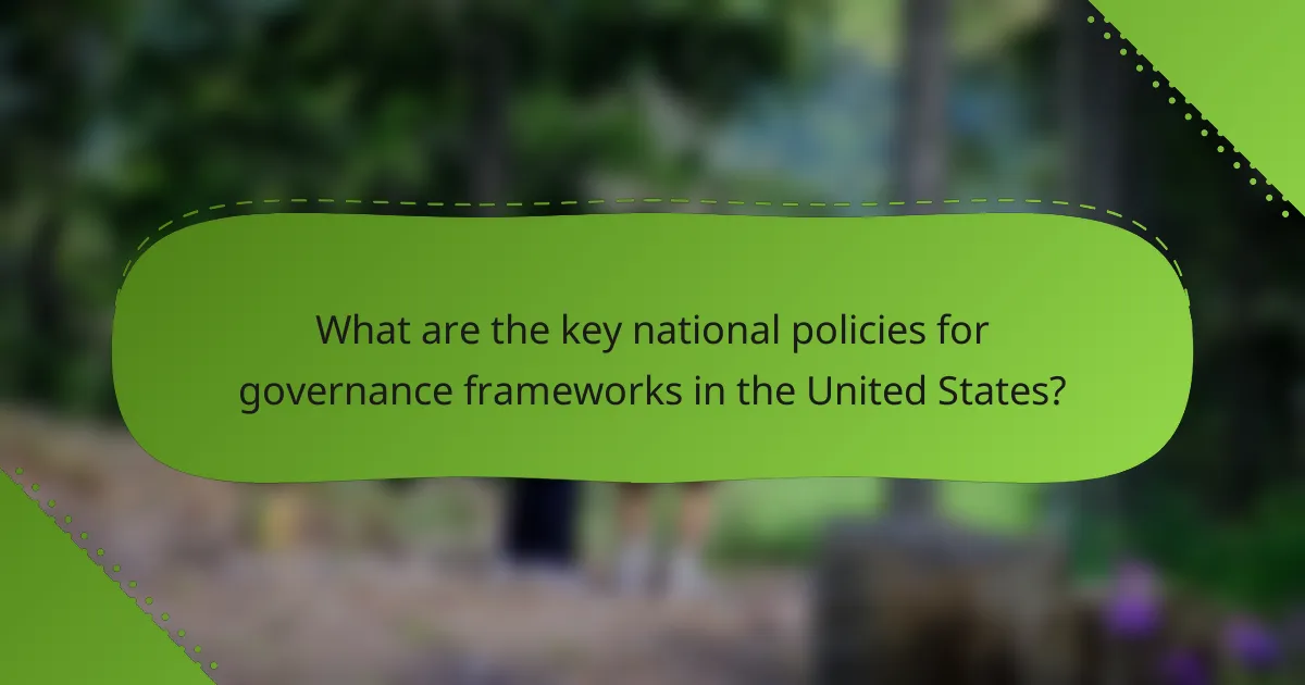 What are the key national policies for governance frameworks in the United States?