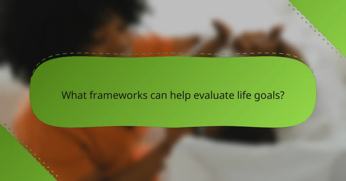What frameworks can help evaluate life goals?