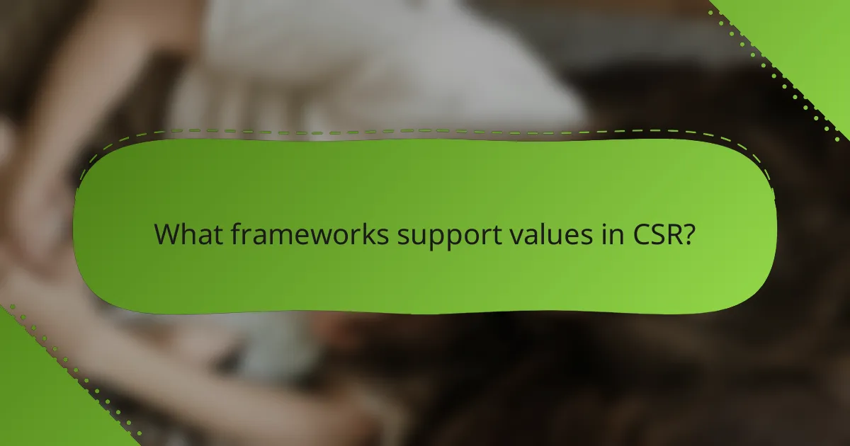 What frameworks support values in CSR?